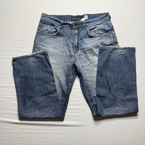 Rocawear Mens Original Fit Jeans Blue Denim Plaid Pocket Detail 36x32 Streetwear